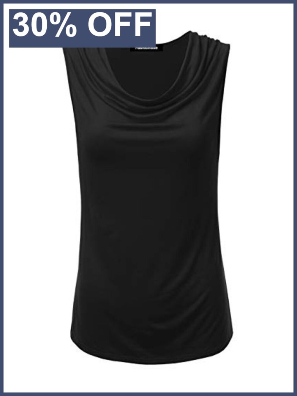Women's Cowl Neck Ruched Sleeveless Stretchy Blouse Tank Top